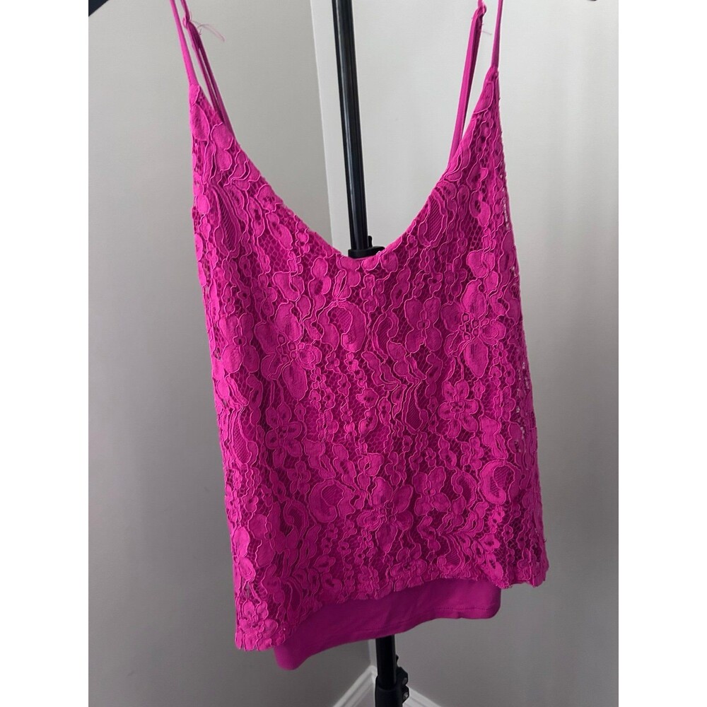 Boston Proper Hot Pink Floral Lace Camisole Tank Top Medium